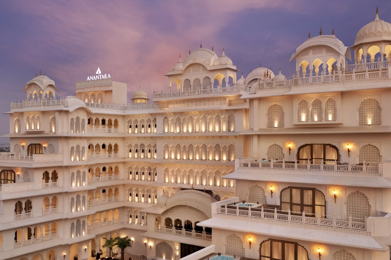 Exterior view of a luxury hotel in Asia.