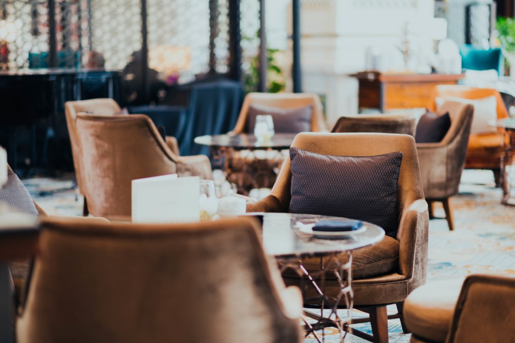 image of a hotel lobby aiming to look hip